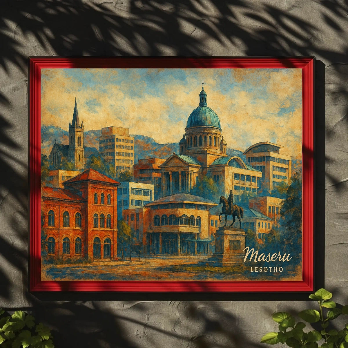 Maseru Cityscape Maseru Skyline Digital Painting Collectors Travel Decor Cultural Heritage Poster