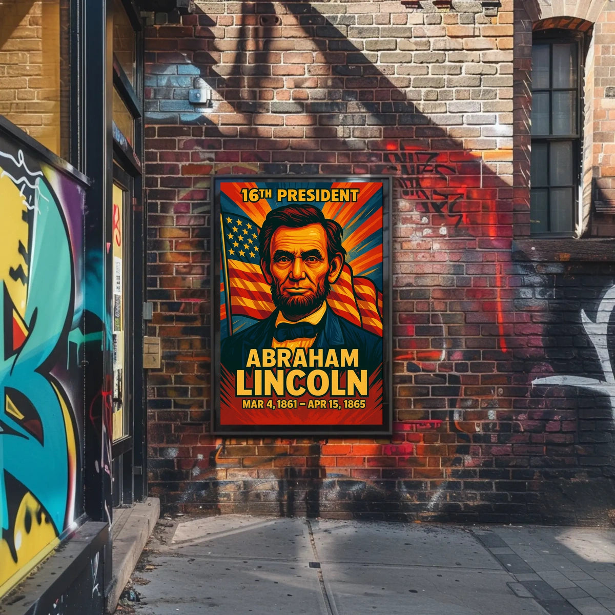 Abraham Lincoln 16th President of the United States Colorful Comic Book Style Poster