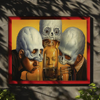 Surreal Identity Art with Skulls and Jars - Artistic Poster