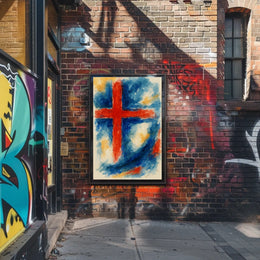 Abstract Cross In Watercolor Abstract Poster