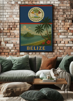 Belize Tropical Coast Vintage Travel Poster