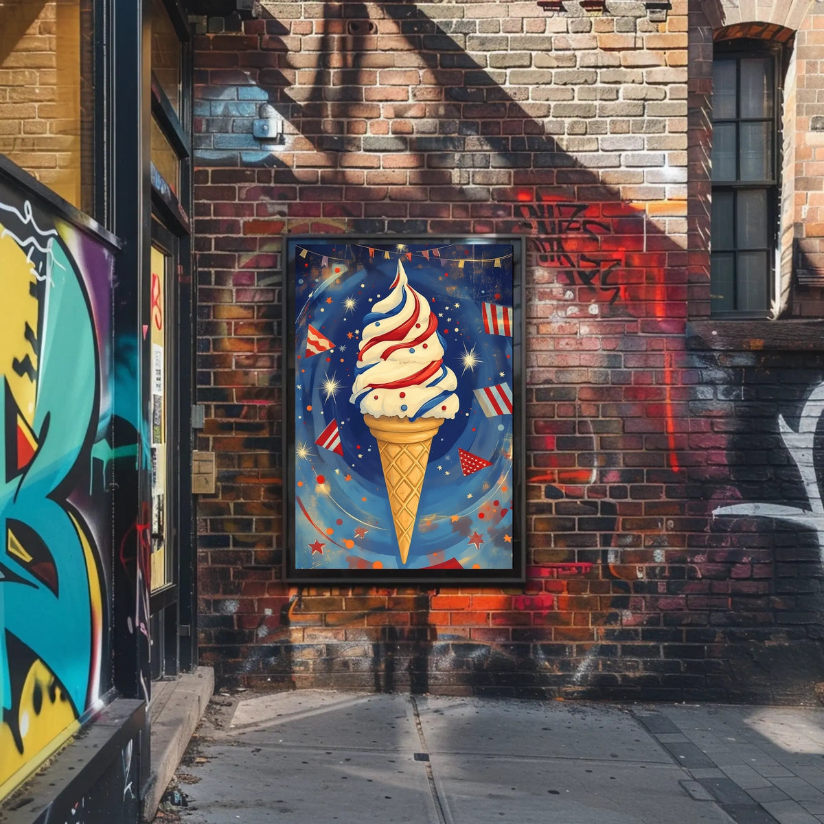 Vibrant Ice Cream Swirl Artwork With Confetti Poster