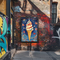 Vibrant Ice Cream Swirl Artwork With Confetti Poster