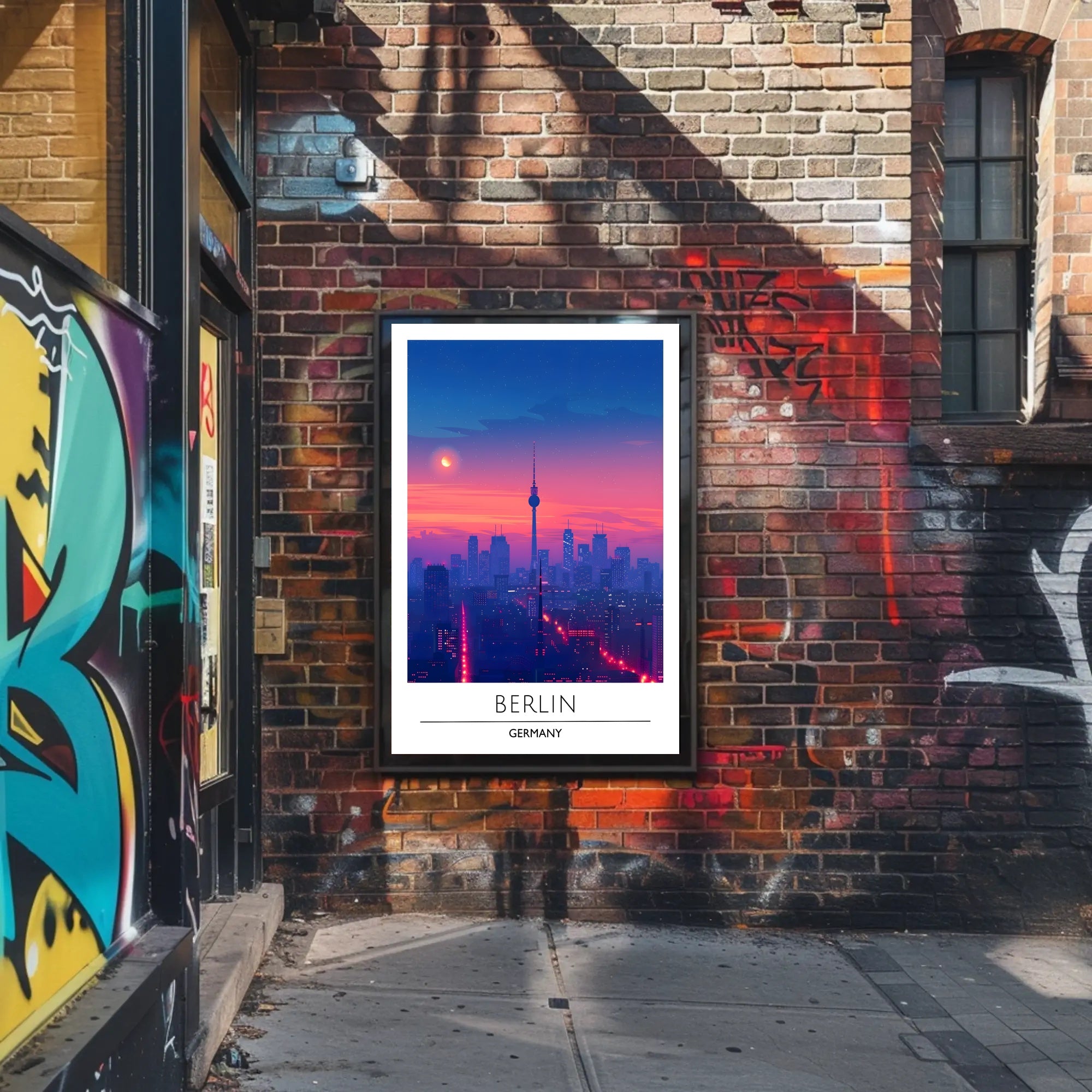 Berlin Twilight Skyline with Iconic TV Tower Cityscape Poster