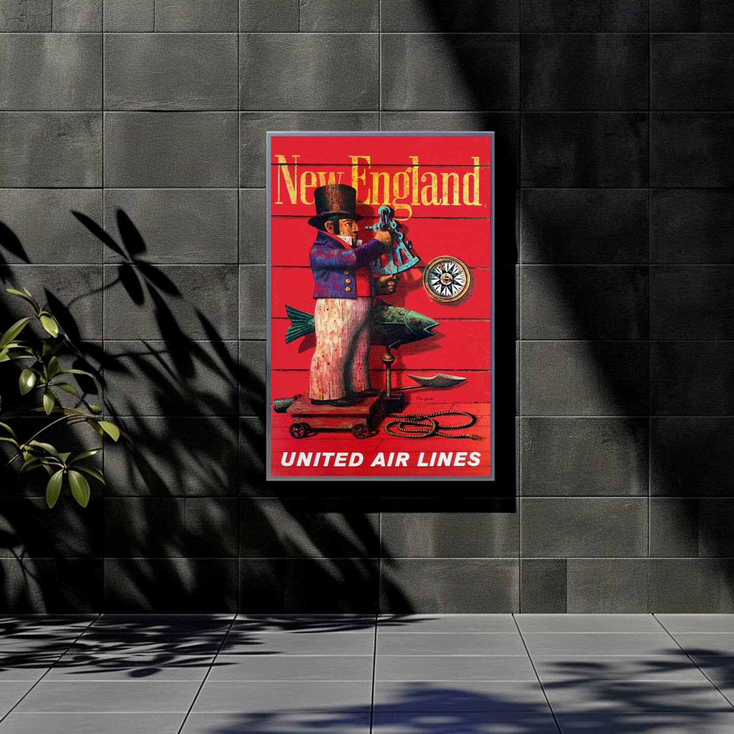 Vintage New England Travel Poster by United Air Lines