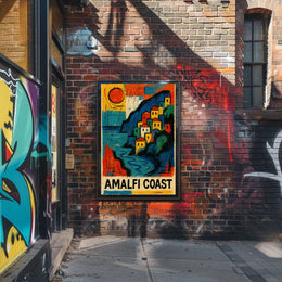 Amalfi Coast Vibrant Seaside Art Poster For Home Decor
