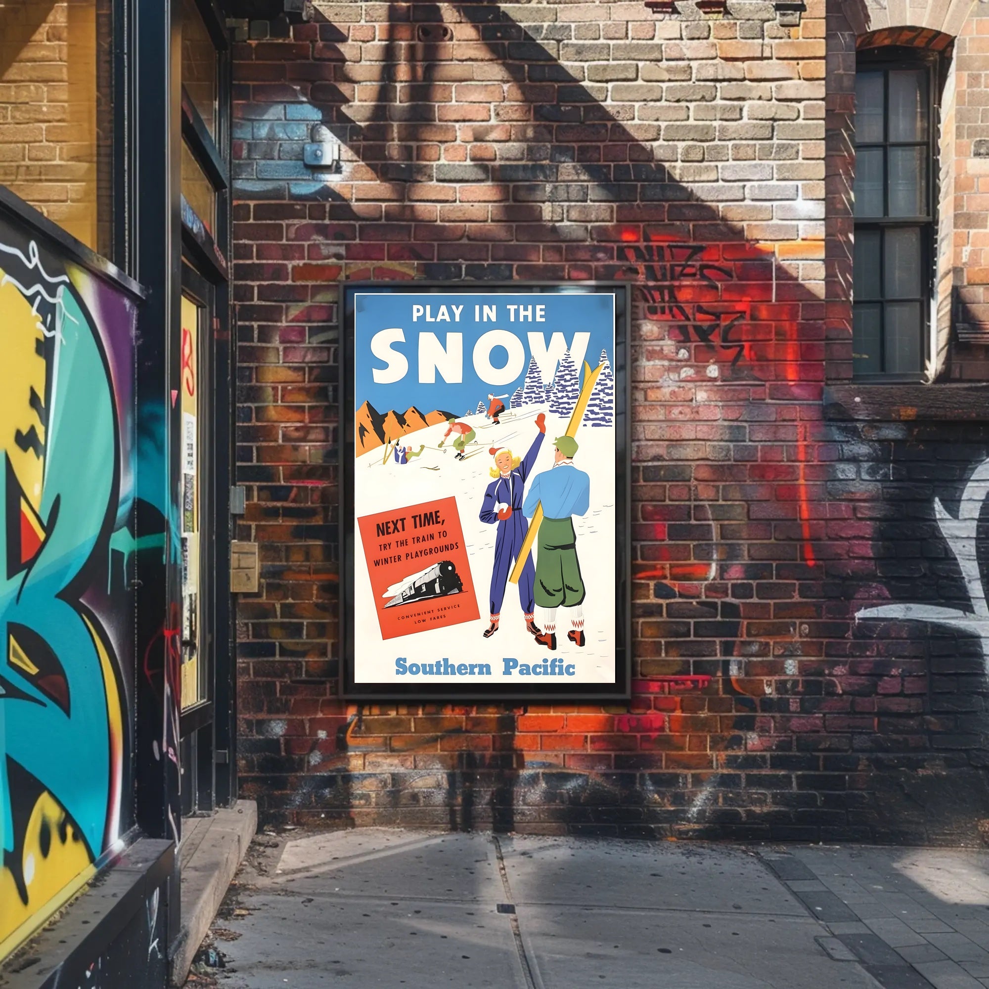 Play in the Snow with Southern Pacific Poster PosterGoat