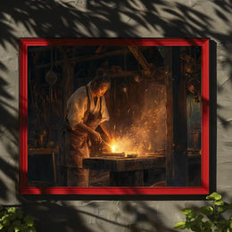 Blacksmith Craftsmanship in Historical Forge Art Poster