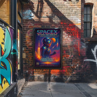SpaceX Rocket Launch Vibrant Futuristic Sci-Fi Poster