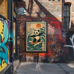 Pandas Surfing Adventure Poster PosterGoat