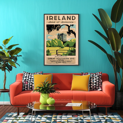 Ireland - Land of Romance Vintage Travel Poster