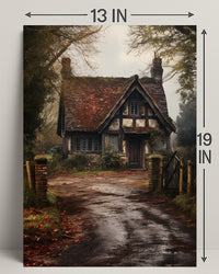 Rustic Cottage In Autumn Poster