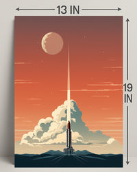 Rocket Launch At Dusk Poster