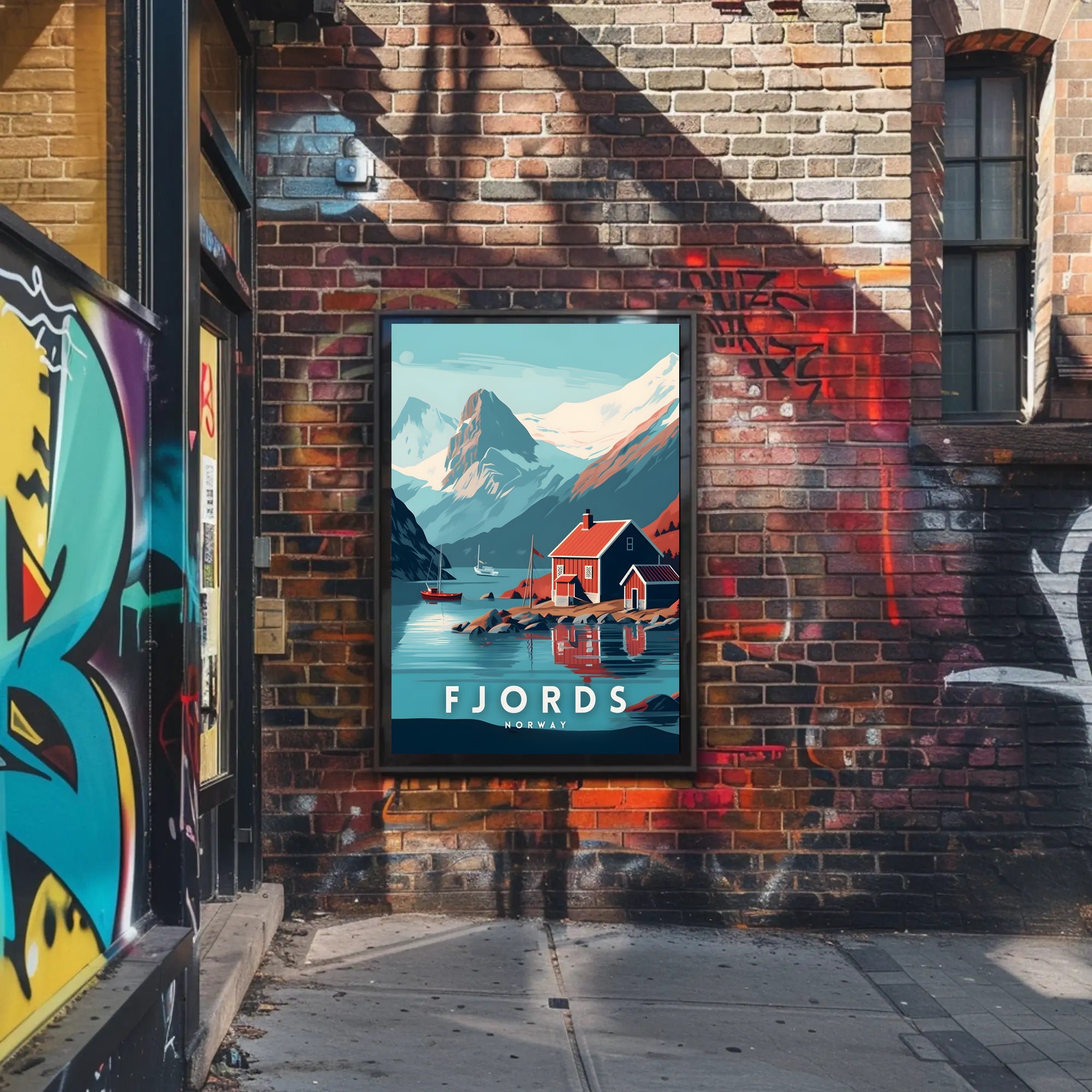 Norwegian Fjord Landscape Scenic Travel Poster