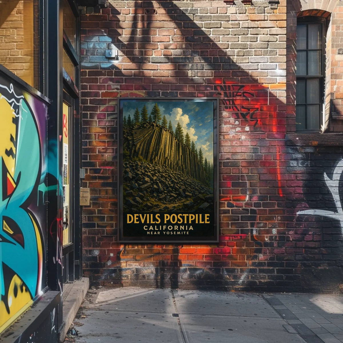 Devils Postpile California Landmark Poster