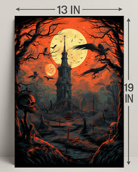 Haunted Tower Under Blood Moon Poster
