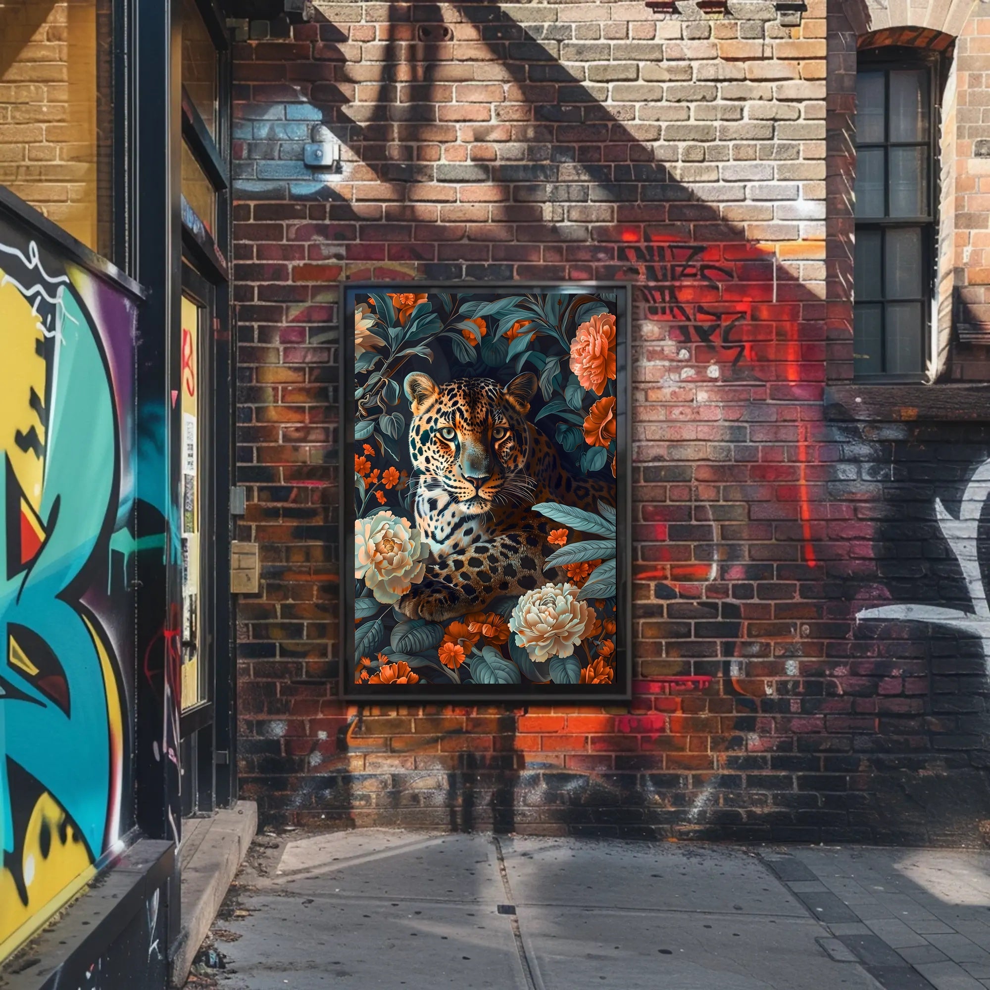 Majestic Leopard Floral Wall Art Print