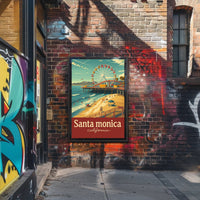 Santa Monica Pier Retro Travel Poster