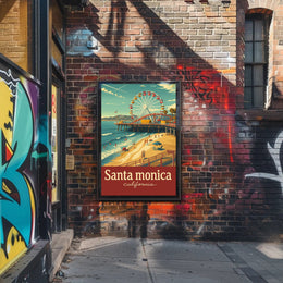 Santa Monica Pier Retro Travel Poster
