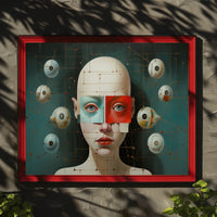 Surreal Bald-Faced Geometric Art Poster Futuristic Sci-Fi Poster