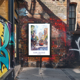 San Diego Streetcar Scene Poster PosterGoat