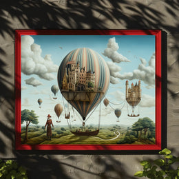 Whimsical Balloon Villages Fantasy or Mythology Poster