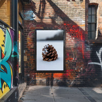 Pine Cone In Snow Poster