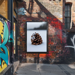 Pine Cone In Snow Poster