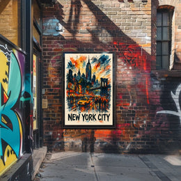 New York City Watercolor Cityscape Poster Abstract Wall Art