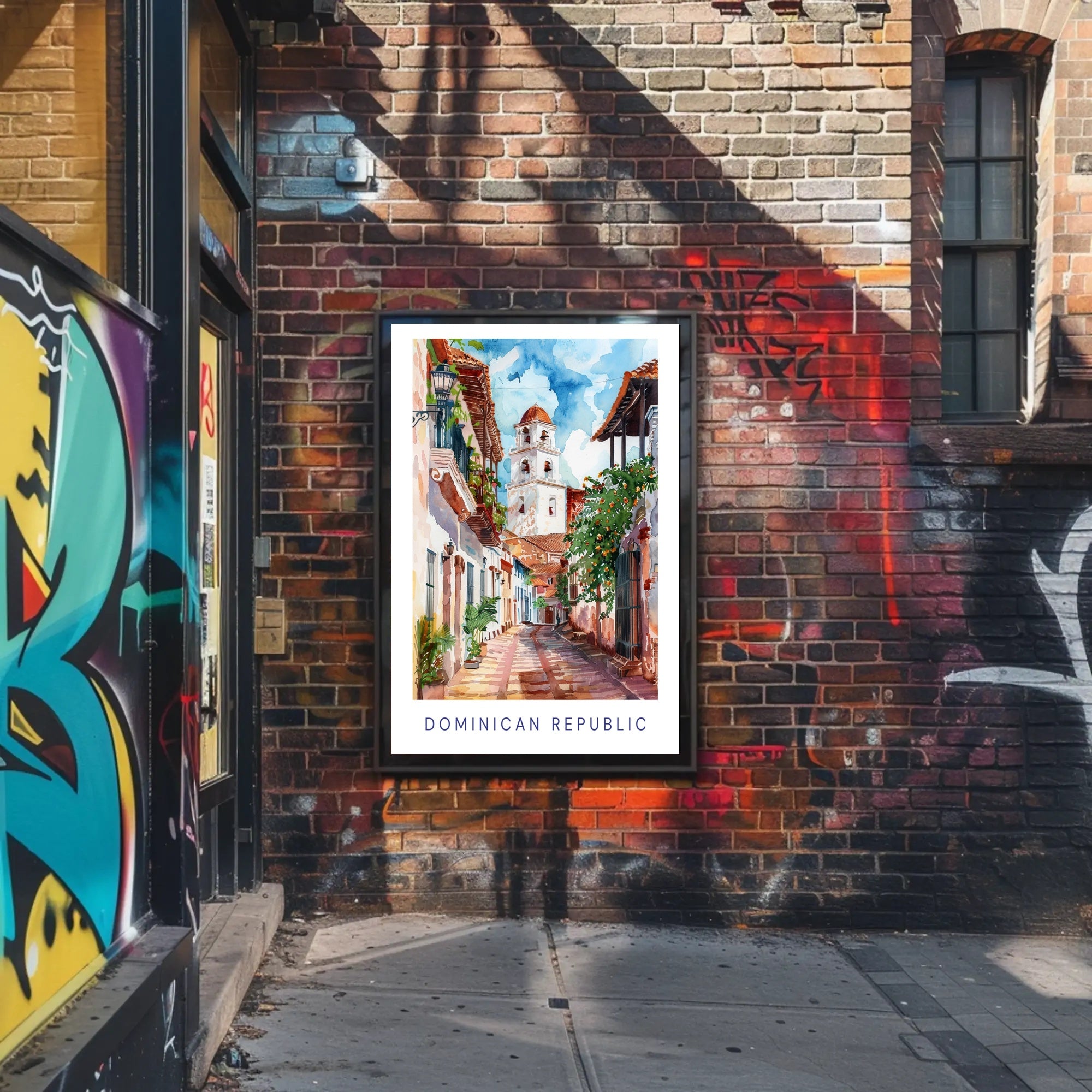 Dominican Republic Street Scene Vibrant Cultural or Heritage Poster PosterGoat