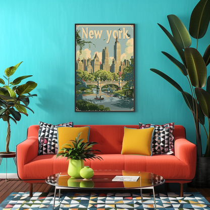 New York Central Park Vintage Poster