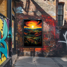 Tuscan Countryside Sunset Scenic Travel Poster