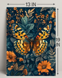 Vibrant Butterfly and Flowers Illustrated Animal Poster