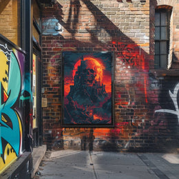 Skull Fortress Under a Blood Moon Art Print Poster PosterGoat