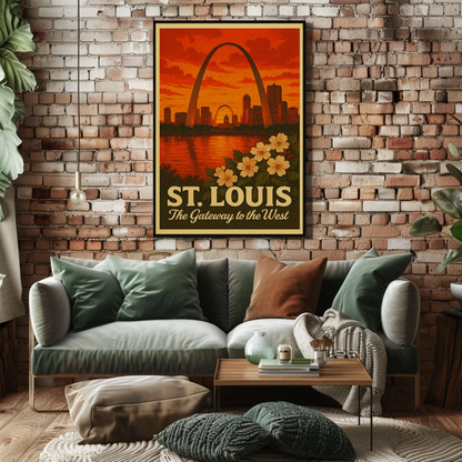 St Louis Missouri Gateway Arch Sunset Skyline Poster