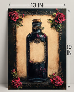 Vintage Potion Bottle With Roses Vintage Poster