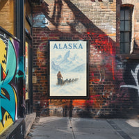 Alaska Dog Sledding Vintage Travel Poster