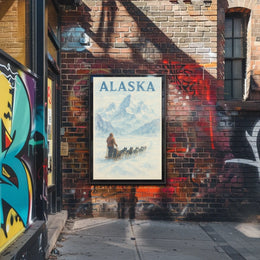 Alaska Dog Sledding Vintage Travel Poster