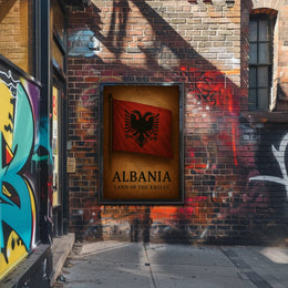 Albanian Flag Vintage Cultural Heritage Poster