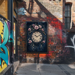 Ornate Clock and Roses Design: Artistic or Pop Culture Poster