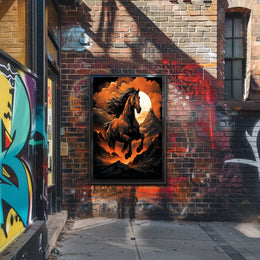 Majestic Stallion In Fiery Landscape Poster