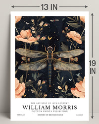 William Morris Exhibition: Intricate Dragonfly Arts and Crafts Poster