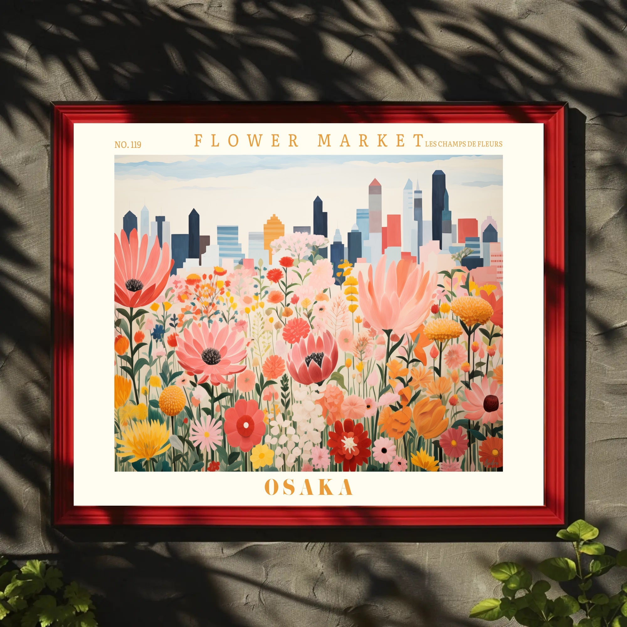 Vibrant Flower Market In Osaka Urban Or Cityscape Poster