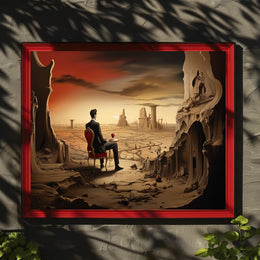 Surreal Dystopian Landscape with Red Chair Fantasy Poster