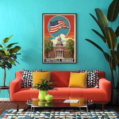 Fayetteville Arkansas Capitol Building Vintage Travel Poster
