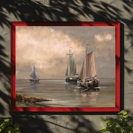 Tranquil Sailboats at Sea Poster