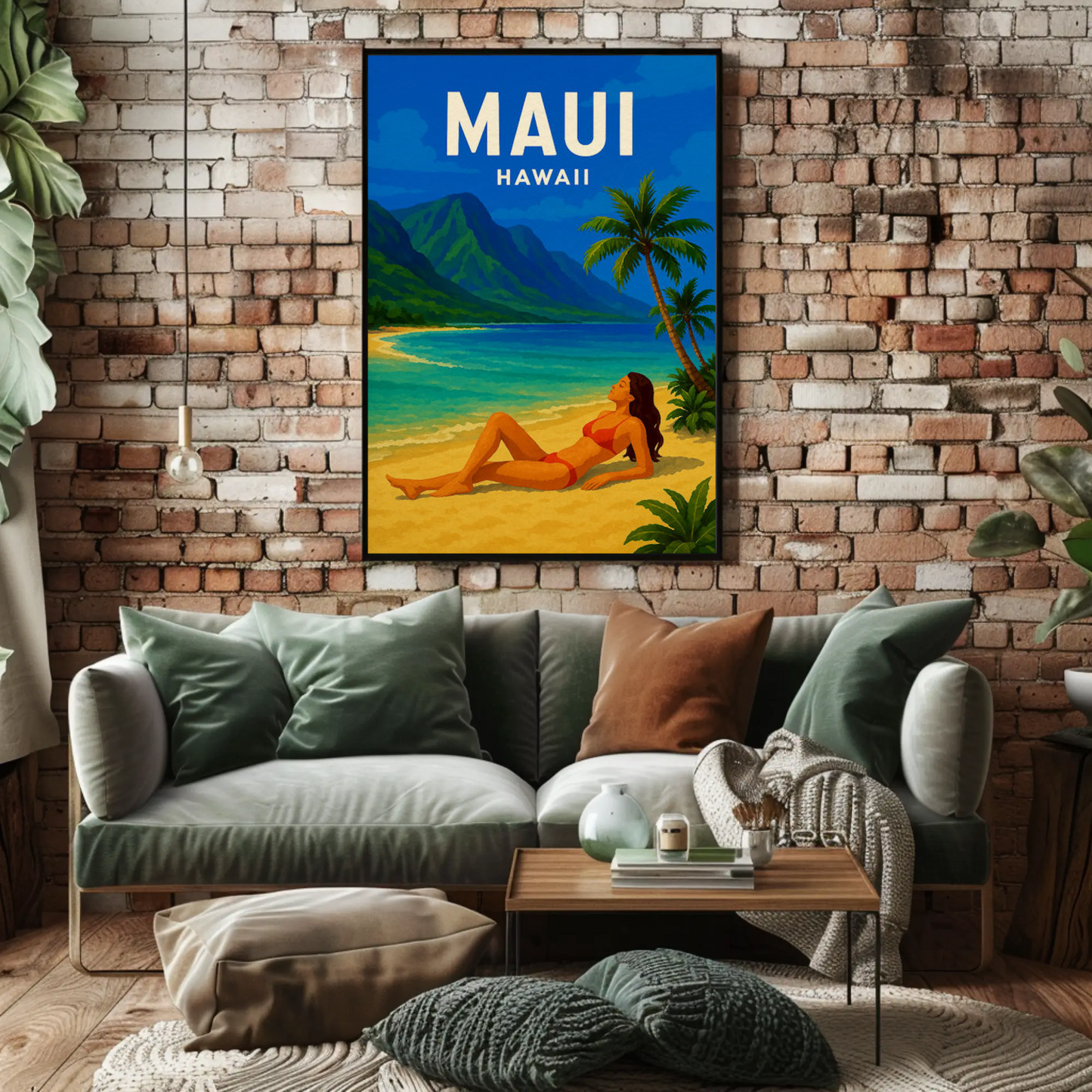 Maui Hawaii Woman Beach Relax Tropical Poster