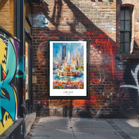 Vibrant Chicago Skyline Watercolor Urban or Cityscape Poster PosterGoat
