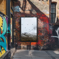 Birds In Flight Over Snowy Peaks Poster