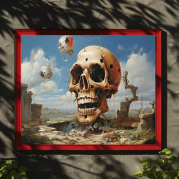 Eerie Skull Landscape Under A Futuristic Sci-Fi Poster